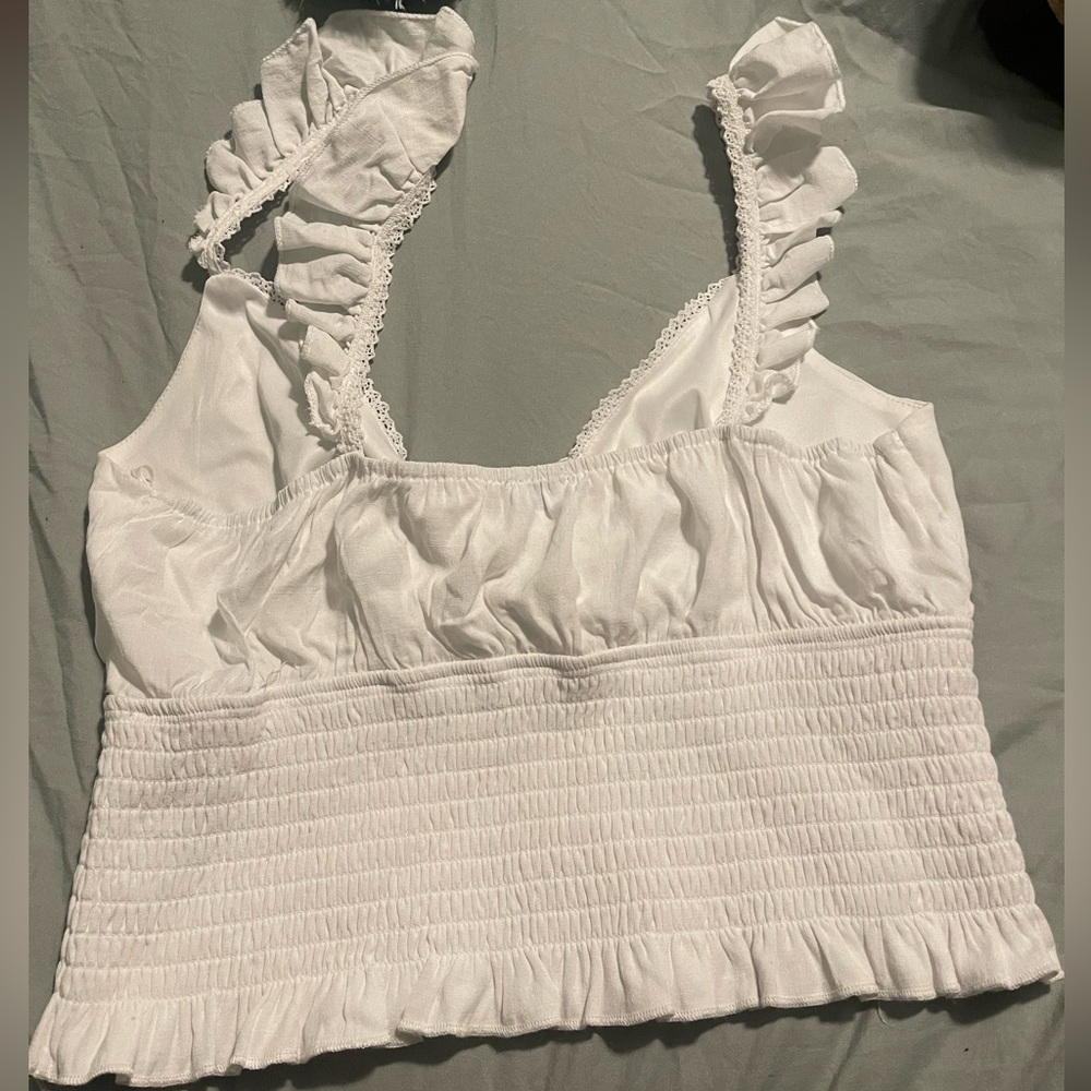 Francesca's White Ruffle Tank Top - Picture 2 of 4